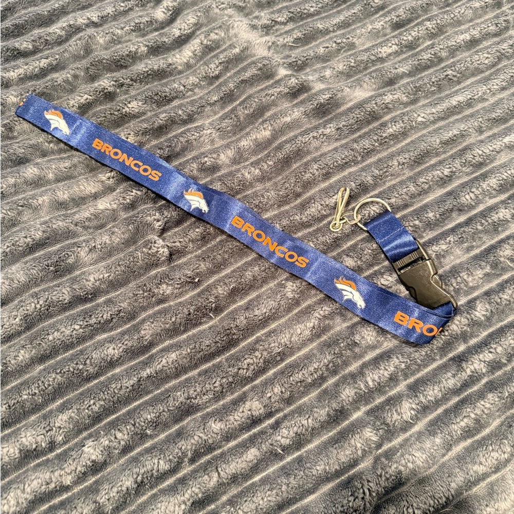 Blue Denver Broncos Lanyard with Clip